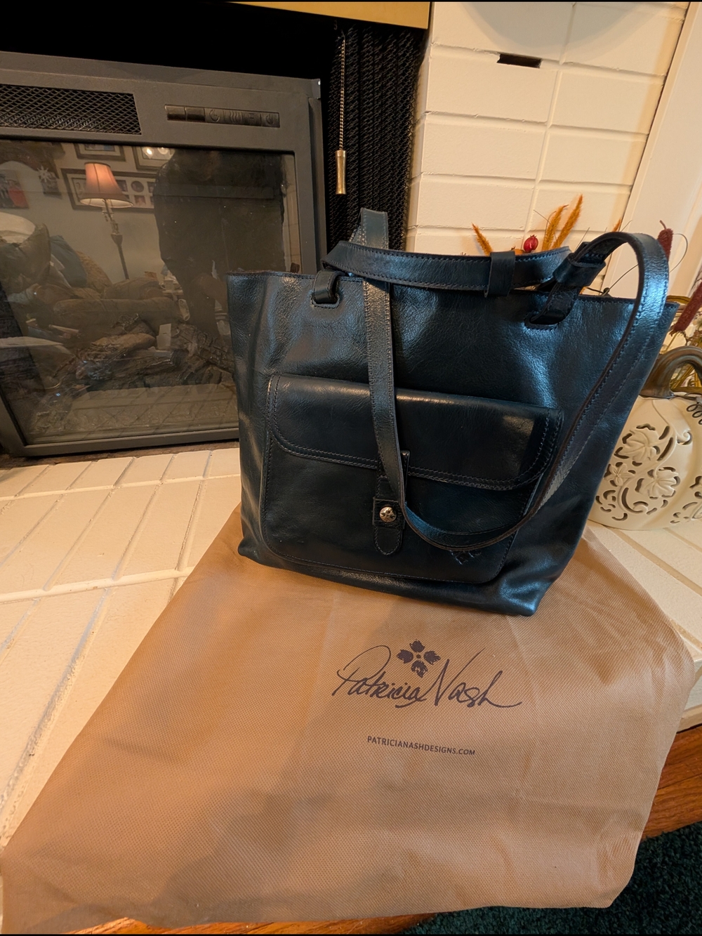 Patricia Nash Navy Leather Tote Bag